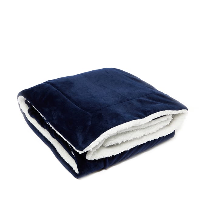 Large Flannel Sheepa Fleece Throw - Navy