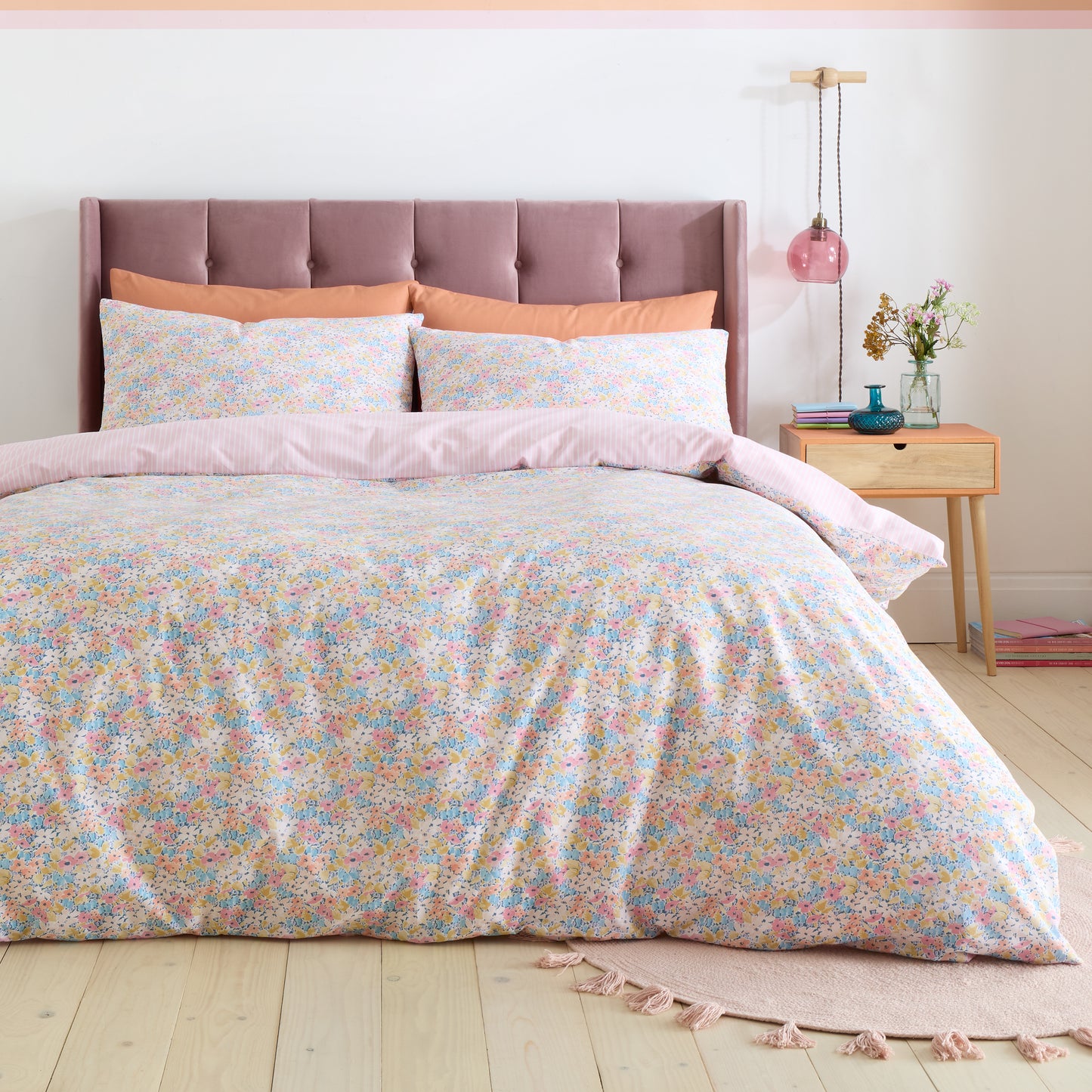 Catherine Lansfield Darcy Floral Duvet Set - Pink