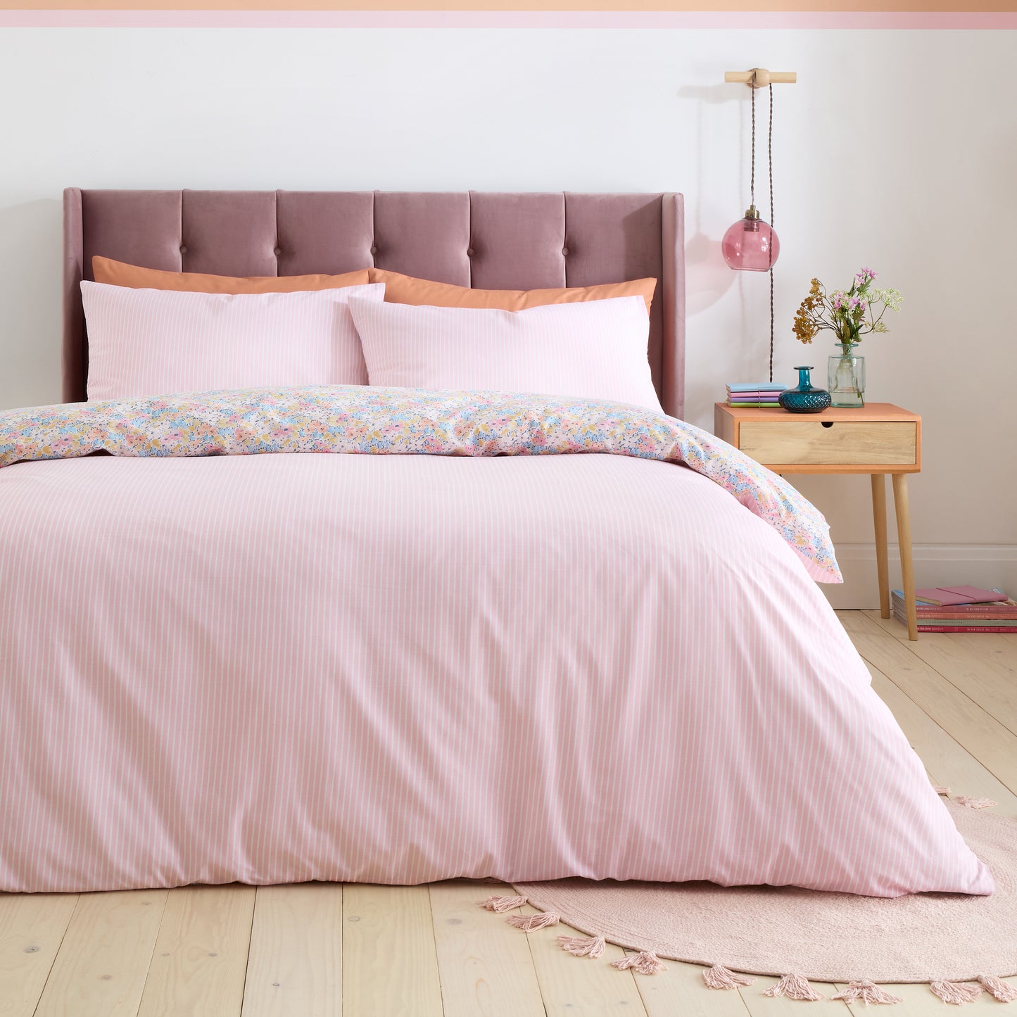 Catherine Lansfield Darcy Floral Duvet Set - Pink