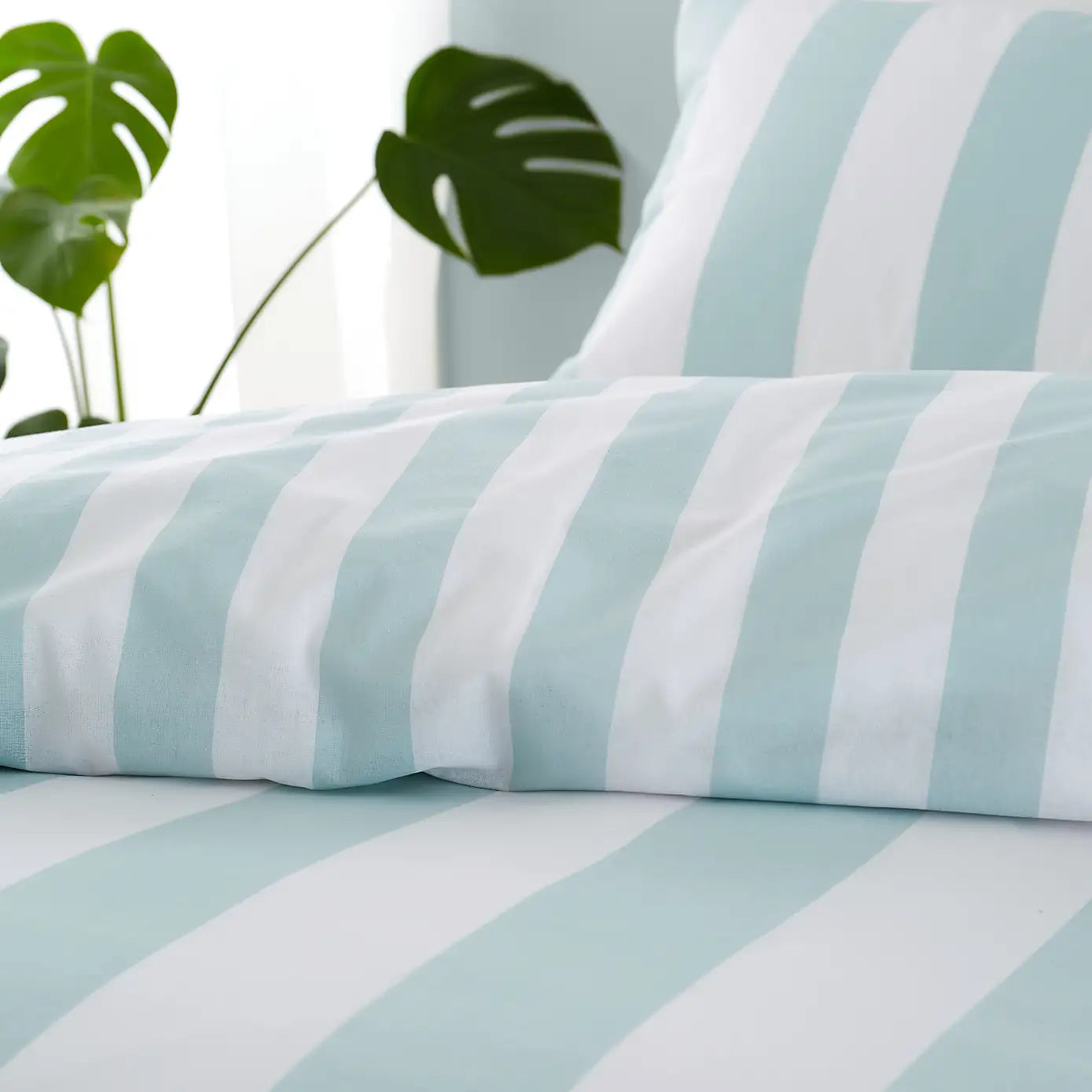 Catherine Lansfield Cove Stripe Duvet Set - Duck Egg