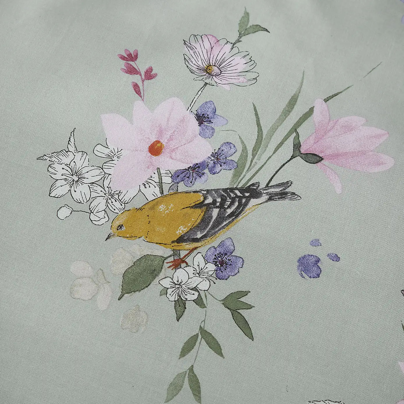 Catherine Lansfield Songbird Sage Reversible Duvet Set