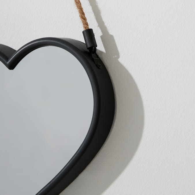 Rope Hanging Heart Mirors (Set of 3) - Black