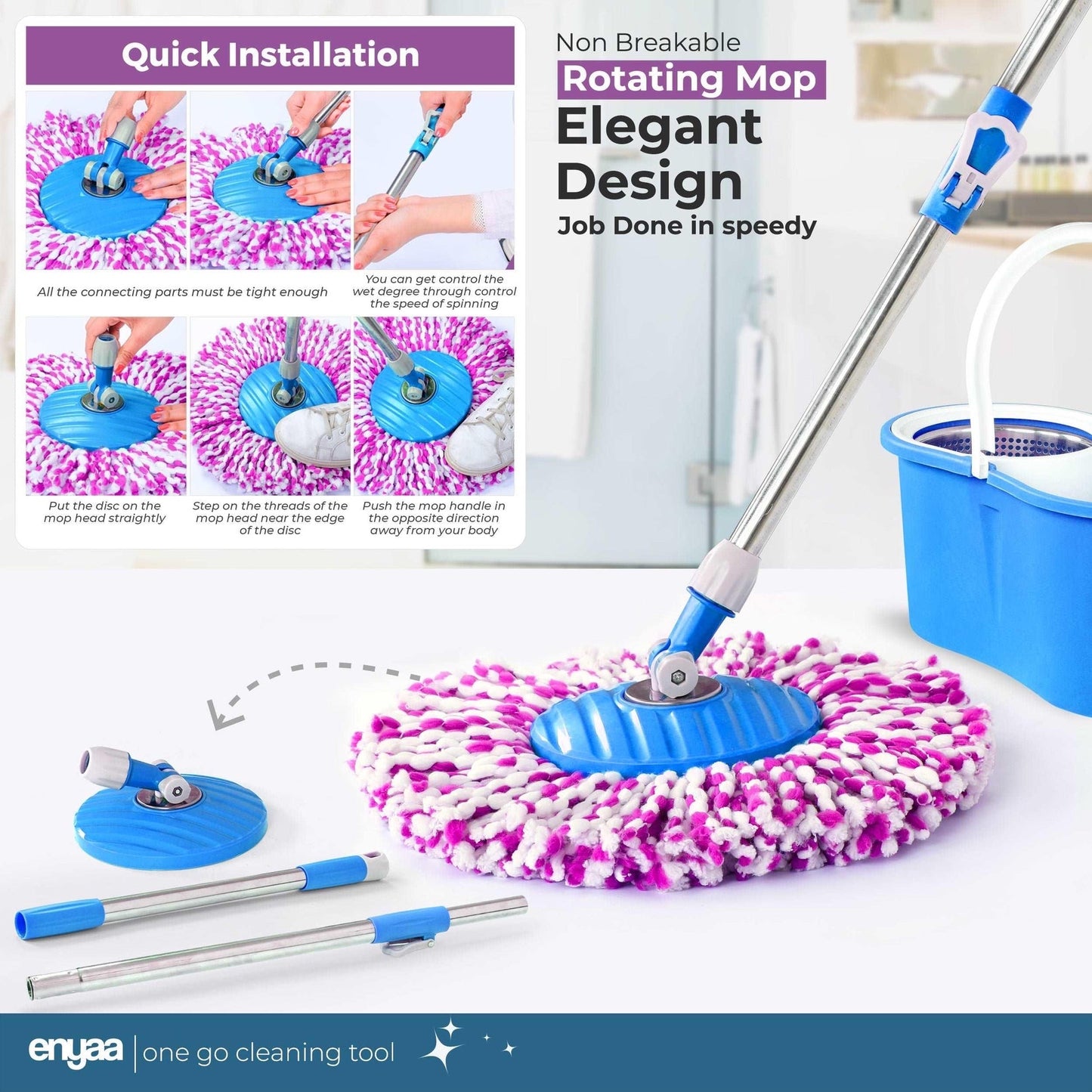 Enyaa Magic Spin Mop & Bucket - Blue