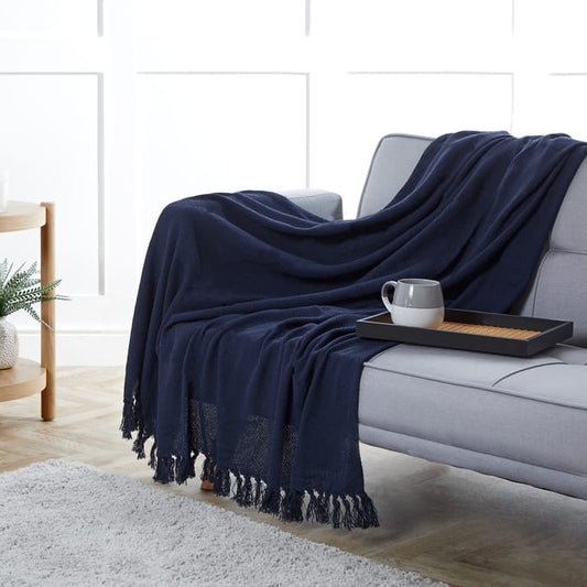 Cotton Throw - Navy