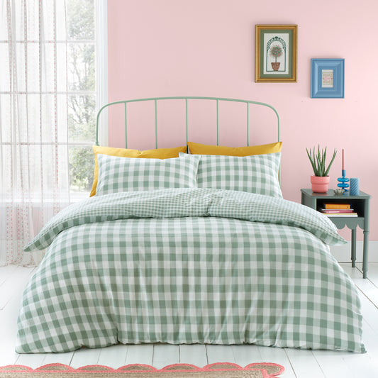 Catherine Lansfield Seersucker Gingham Check - Green