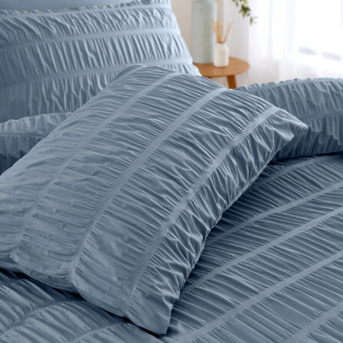Catherine Lansfield Seersucker Blue Duvet Set