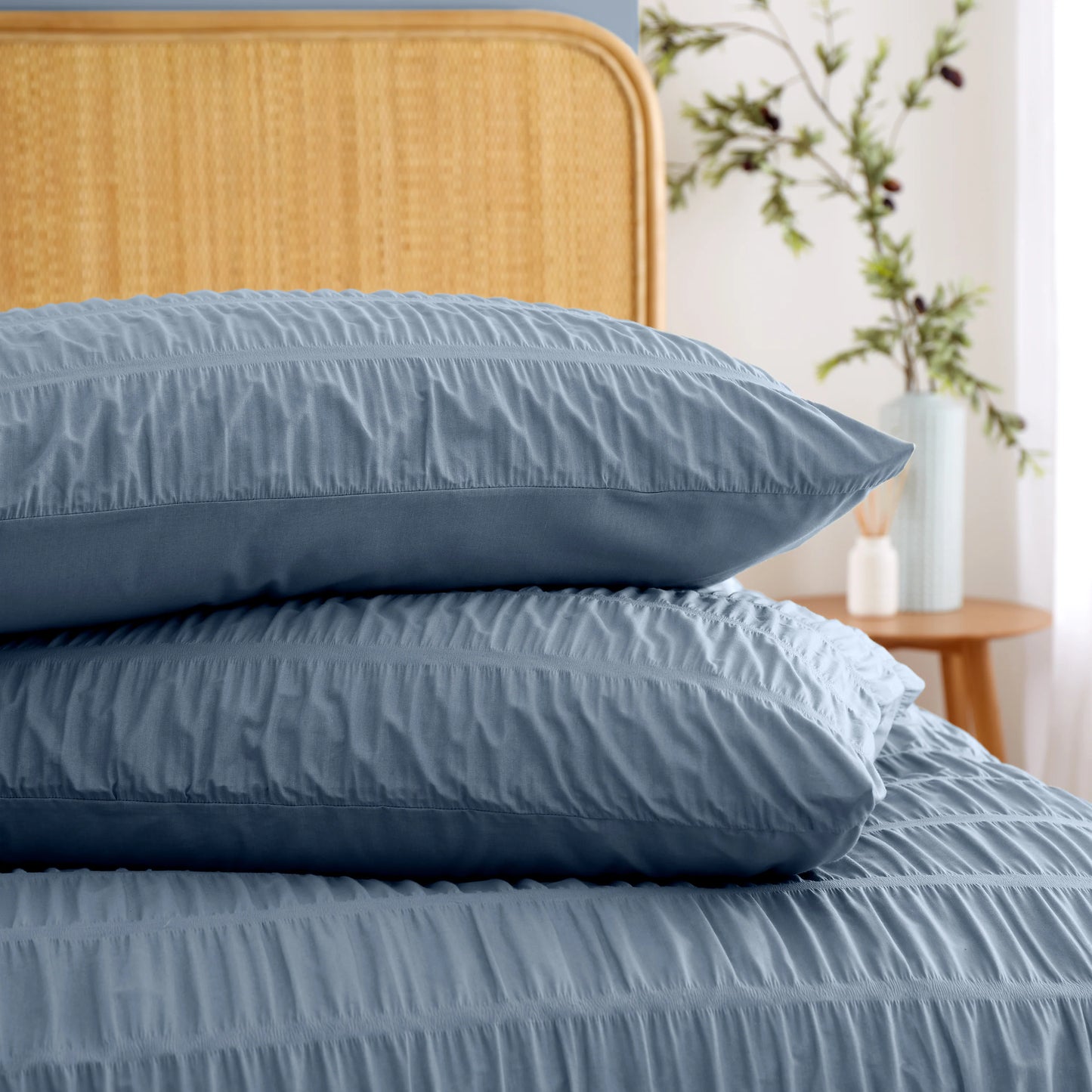 Catherine Lansfield Seersucker Blue Duvet Set
