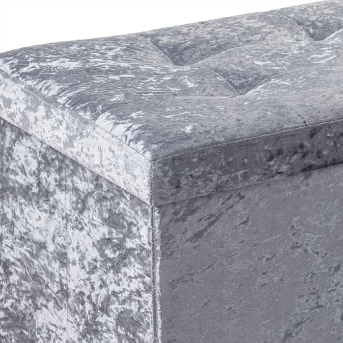 Crushed Velvet Ottoman - Grey