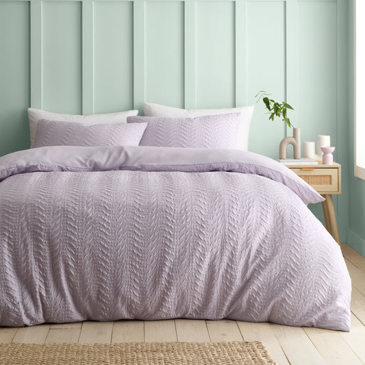 Catherine Lansfield Heatset Wave Duvet Set - Lilac