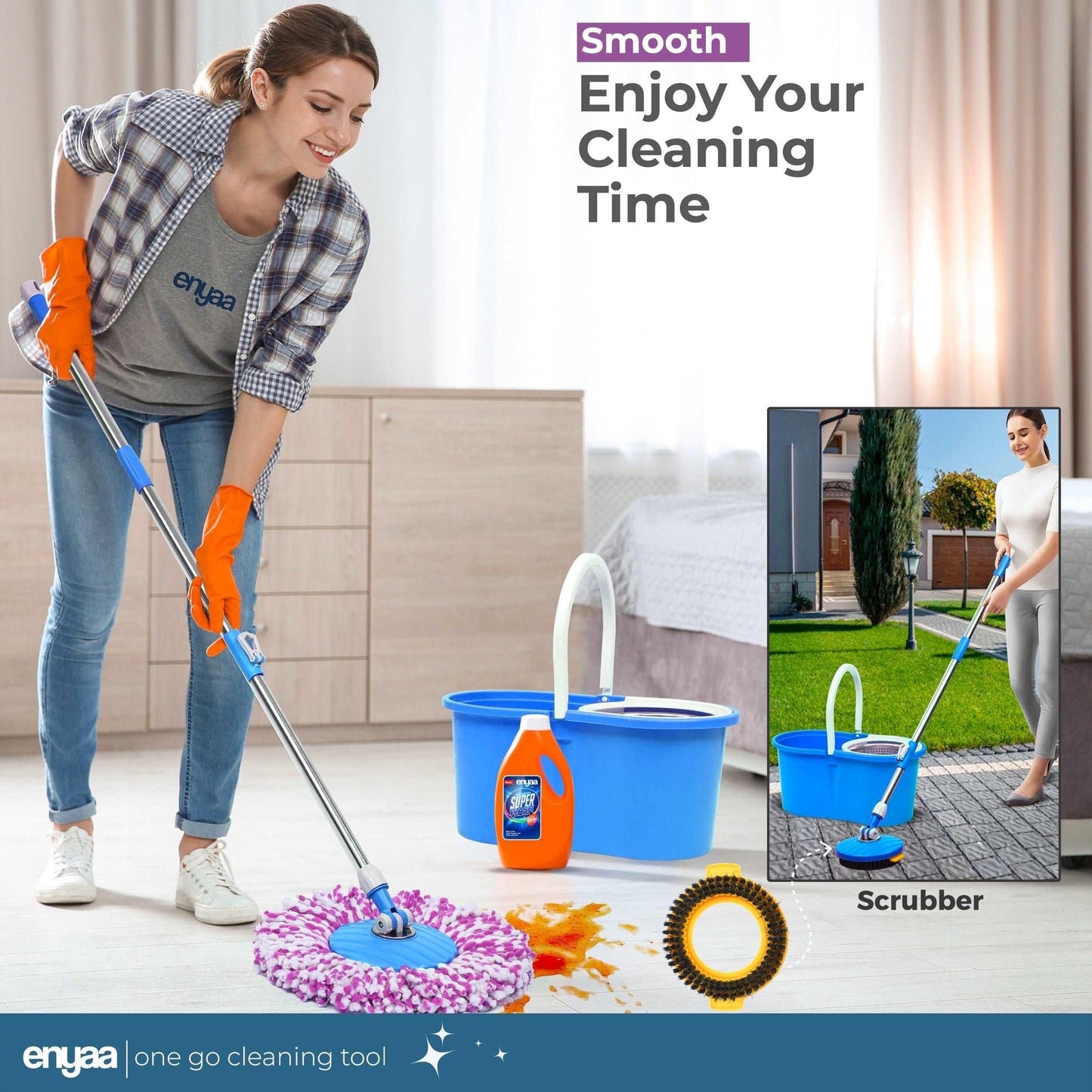 Enyaa Magic Spin Mop & Bucket - Blue