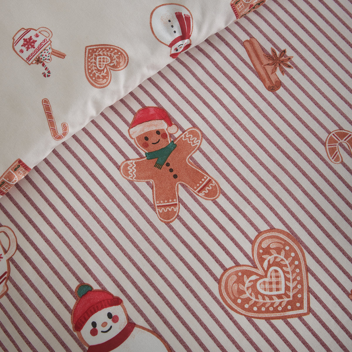 Catherine Lansfield Christmas Gingerbread Stripe Duvet Set