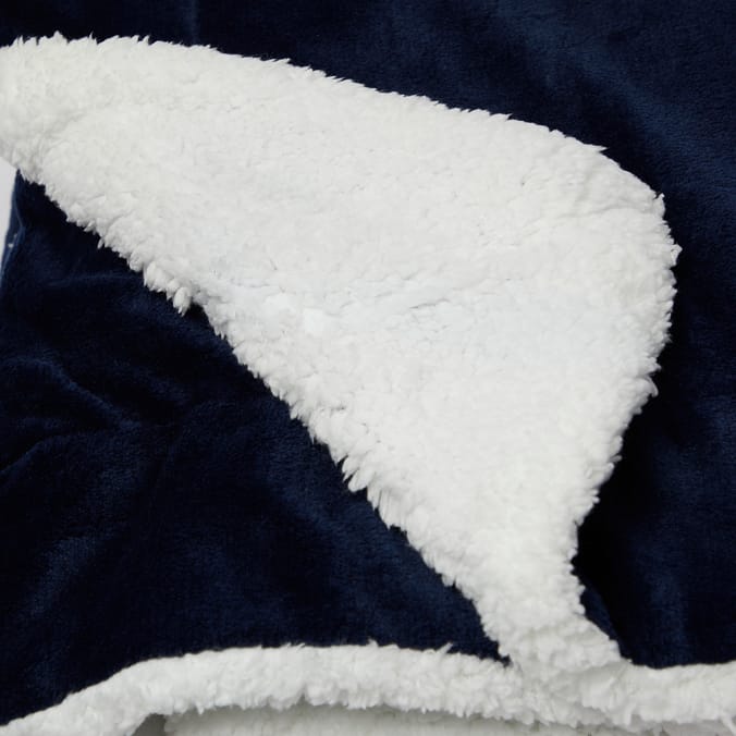 Large Flannel Sherpa Fleece Throw - Navy