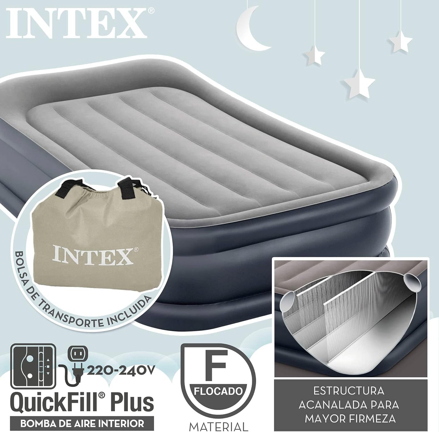 Intex Inflatable Mattress, Dura-Beam Plus Deluxe Pillow