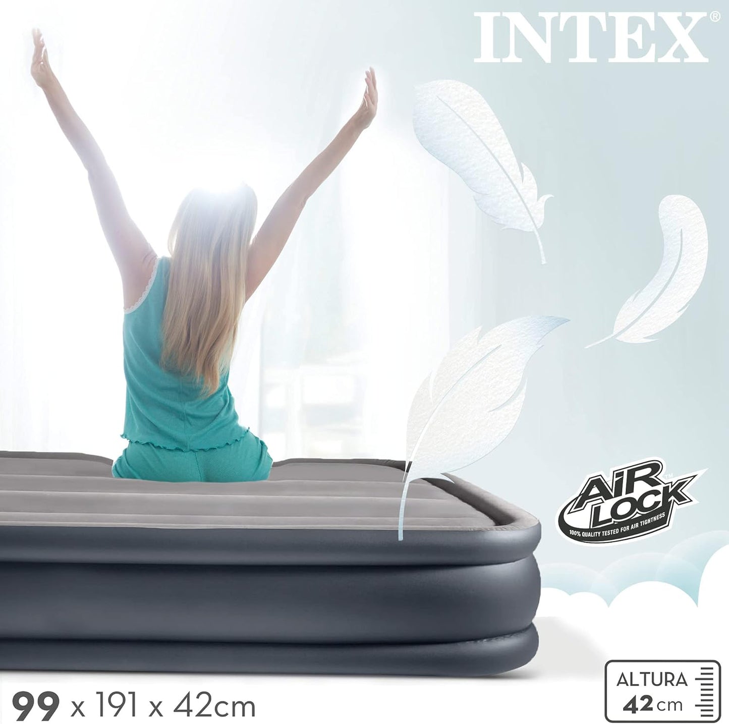 Intex Inflatable Mattress, Dura-Beam Plus Deluxe Pillow