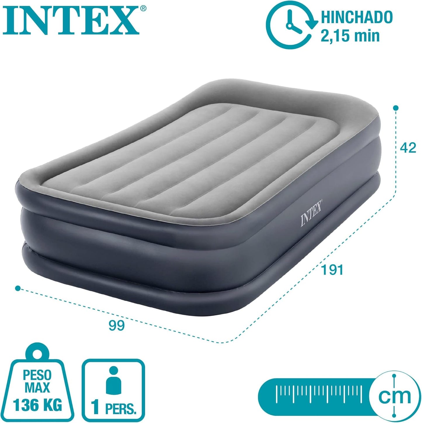 Intex Inflatable Mattress, Dura-Beam Plus Deluxe Pillow