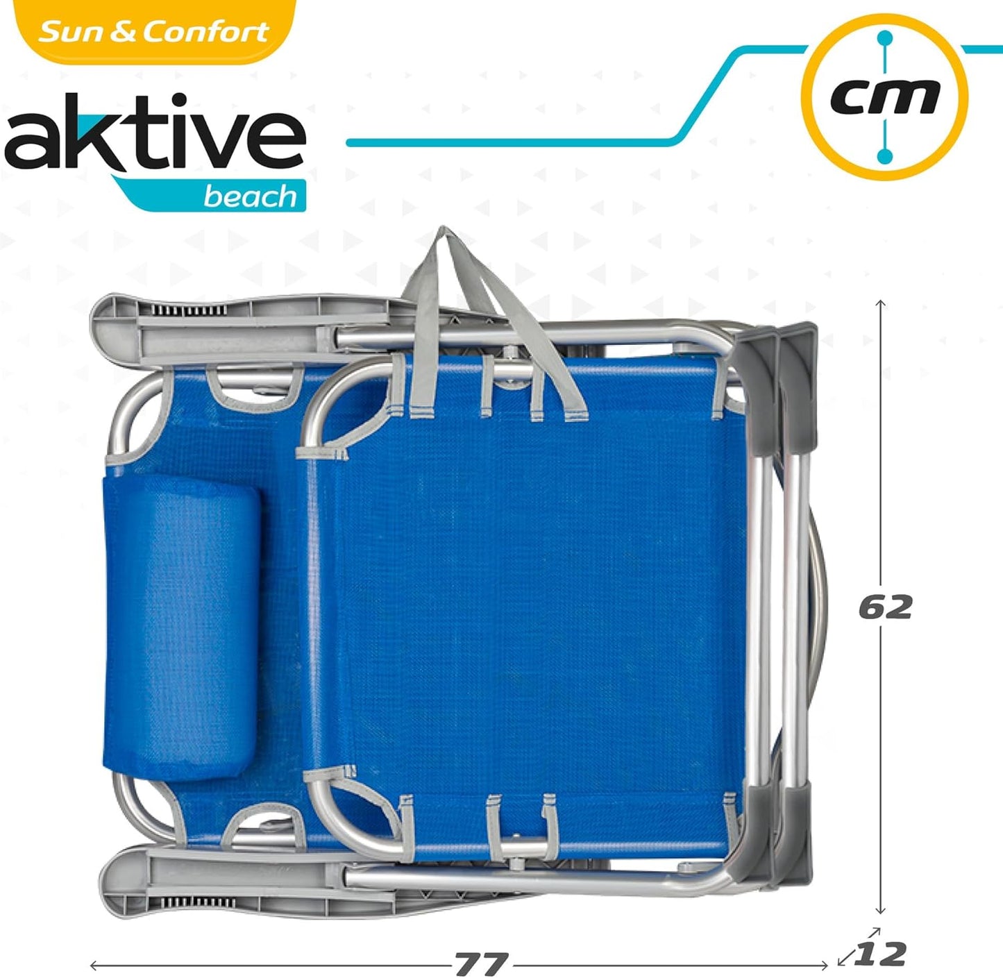 Aktive Multi Position Folding Beach Chair Blue - Mid Height