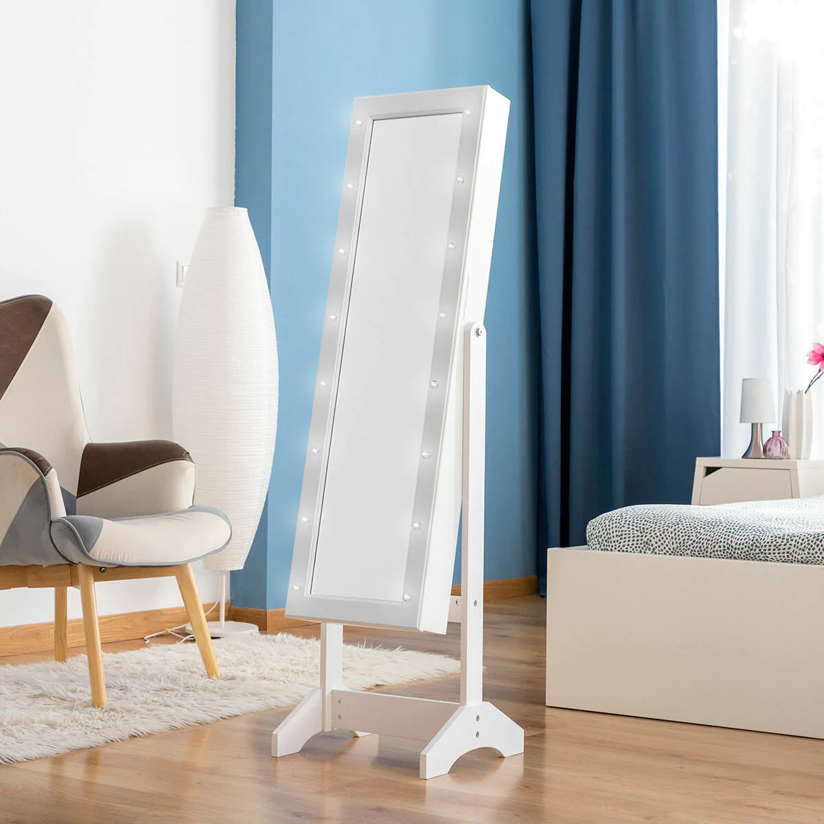 Standing Jewellery Mirror with LED Lights