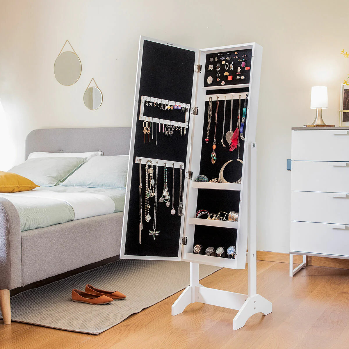 Standing Jewellery Mirror with LED Lights