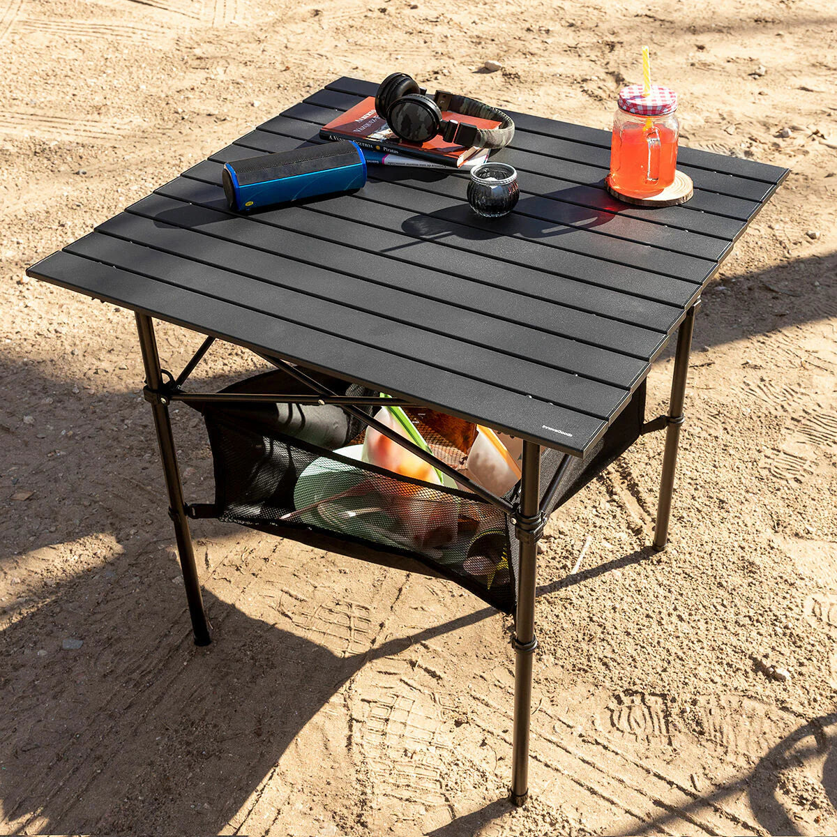 Folding Camping Table with Basket and Cover