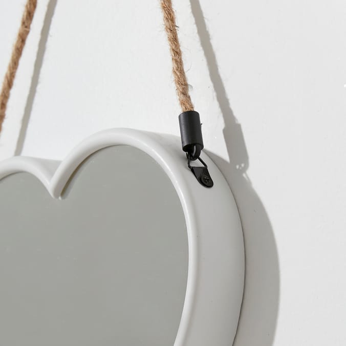 Rope Hanging Heart Mirrors (Set of 3) - White