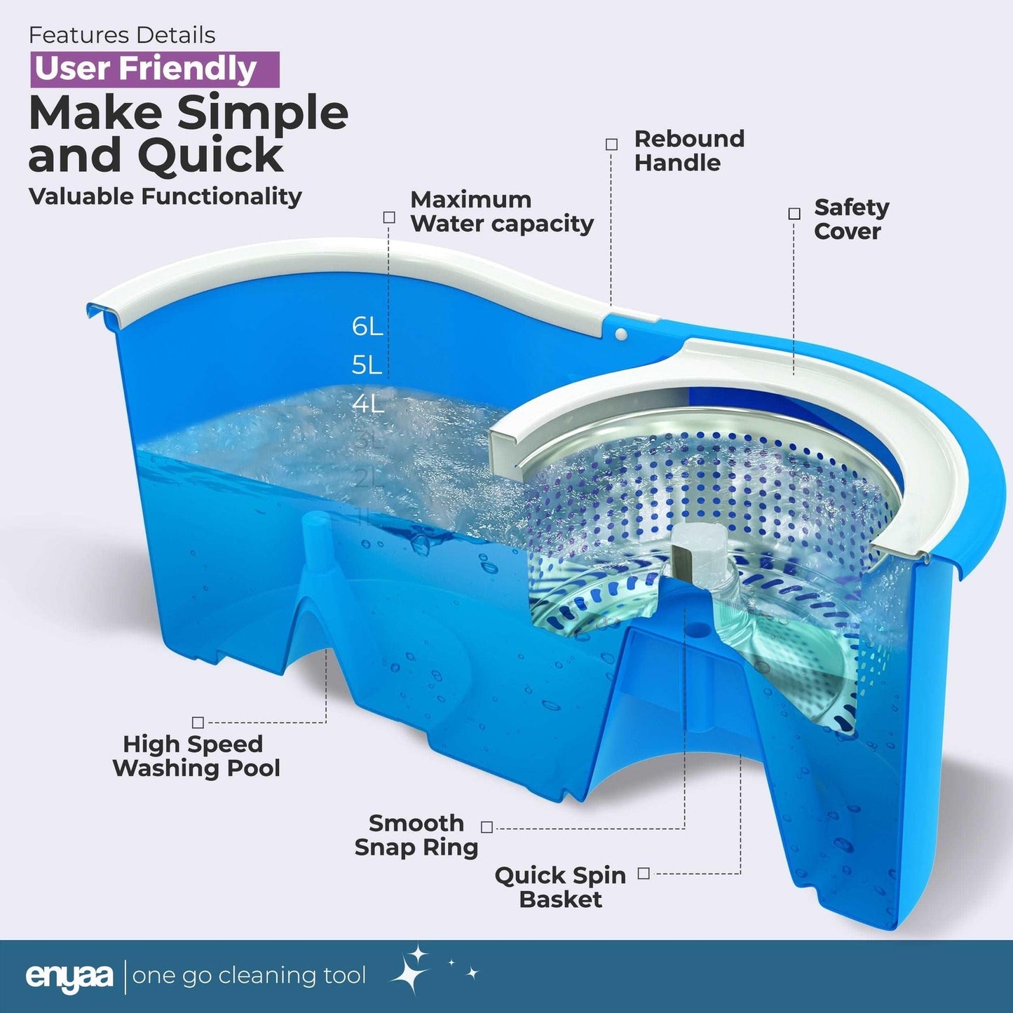 Enyaa Magic Spin Mop & Bucket - Blue