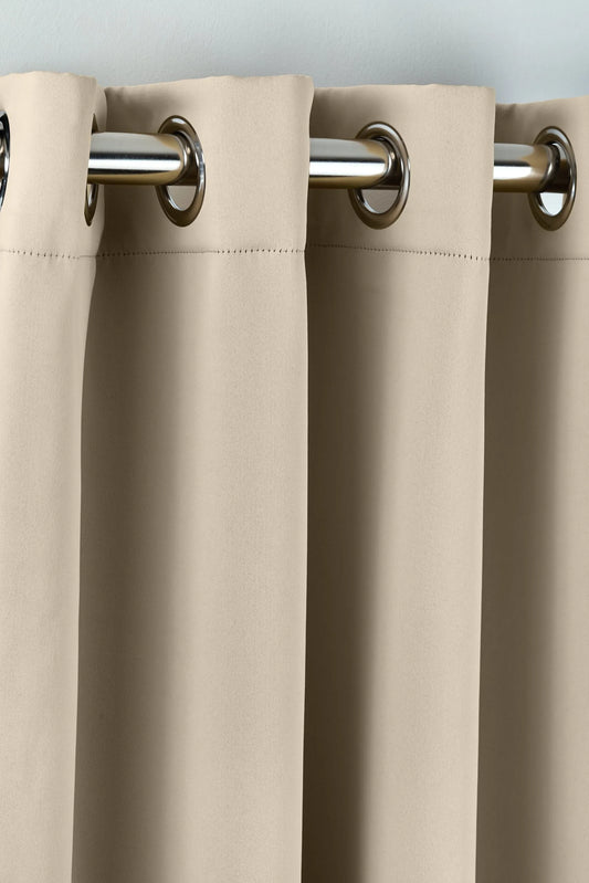 Blackout Eyelet Curtains - Natural - 168x228cm (66x90 Drop)