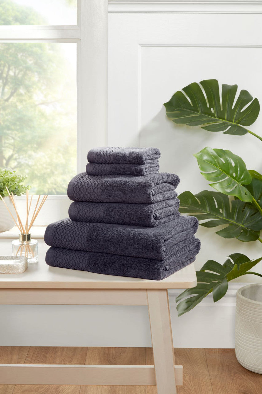 Elements Eden Weave - 6 Piece Towel Bale - Charcoal