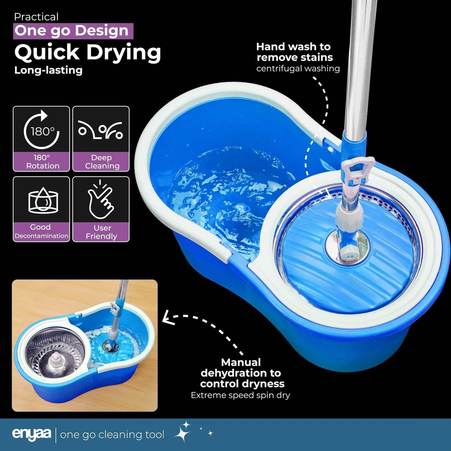 Enyaa Magic Spin Mop & Bucket - Blue