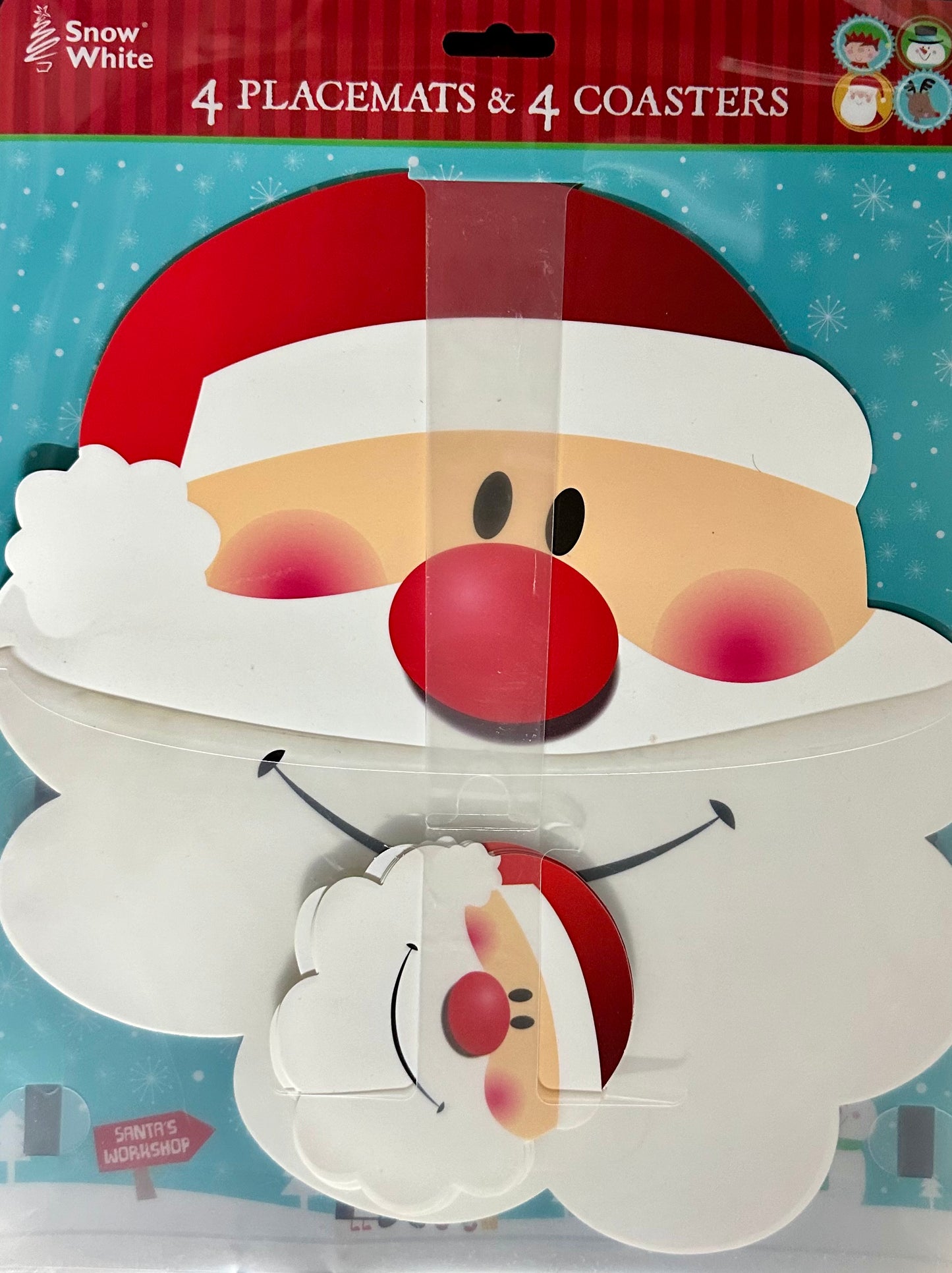 4x Santa Placemats & 4x Coasters