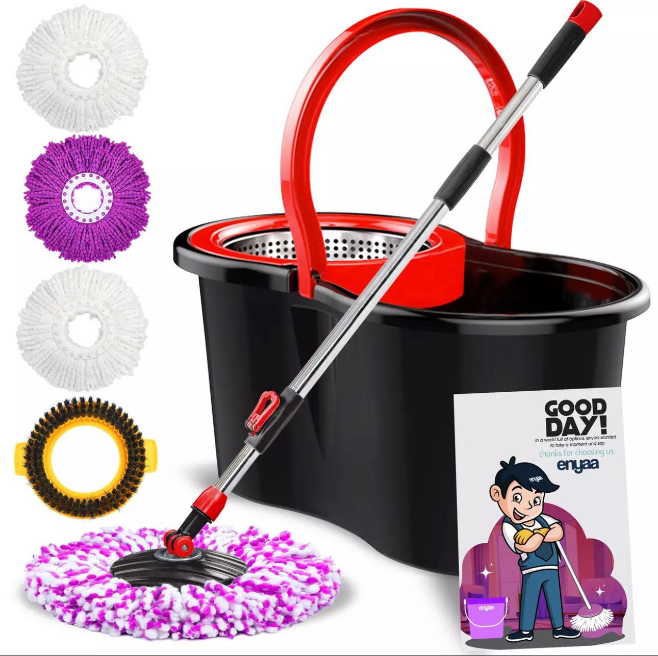Enyaa Magic Spin Mop & Bucket - Black