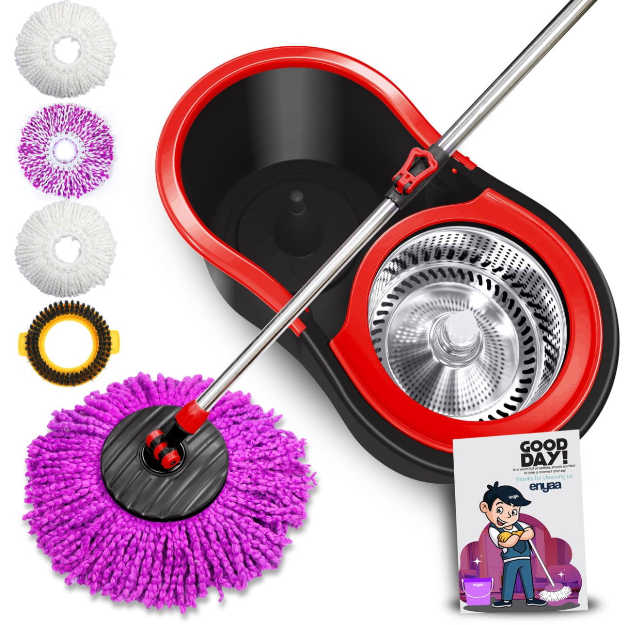 Enyaa Magic Spin Mop & Bucket - Black