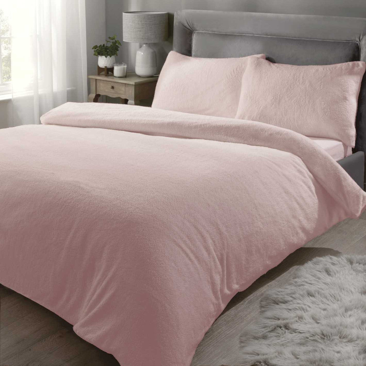 Teddy Fleece Duvet Set - Pink