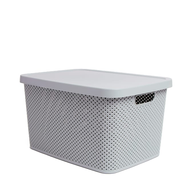 Diamond Storage Box With Lid - Grey