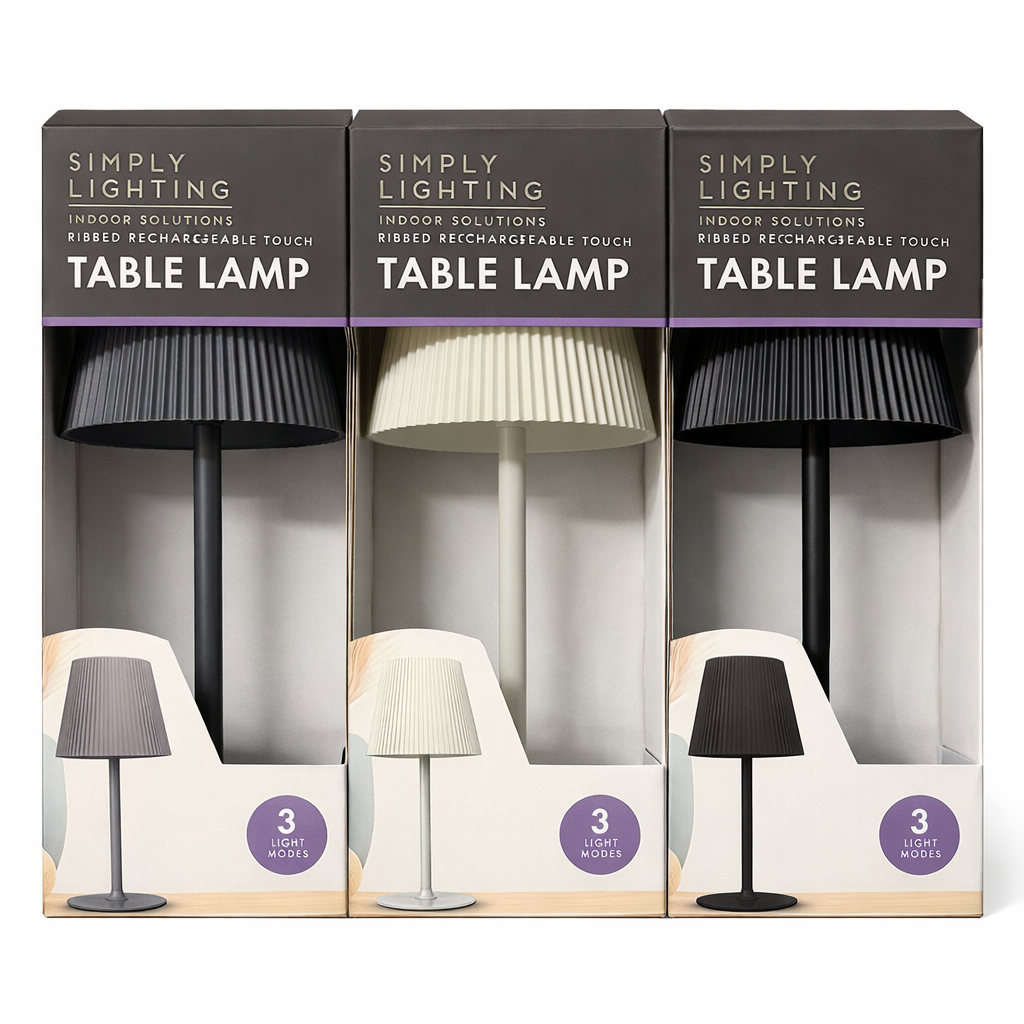 Ribbed Wireless Rechargeable Touch Table Lamp