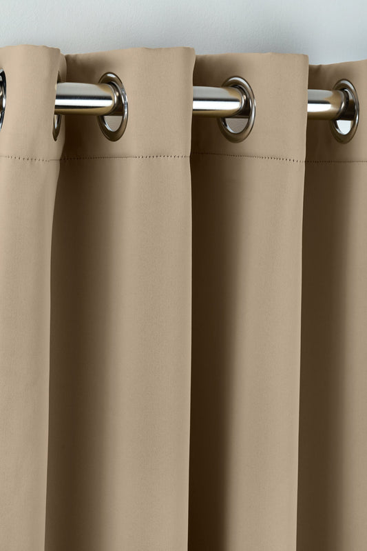 Blackout Eyelet Curtains - Latte - 168x228cm (66x90 Drop)