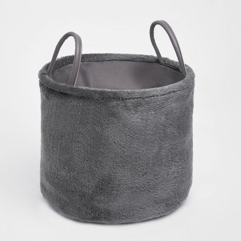 Storage Basket - Teddy Fleece - Grey