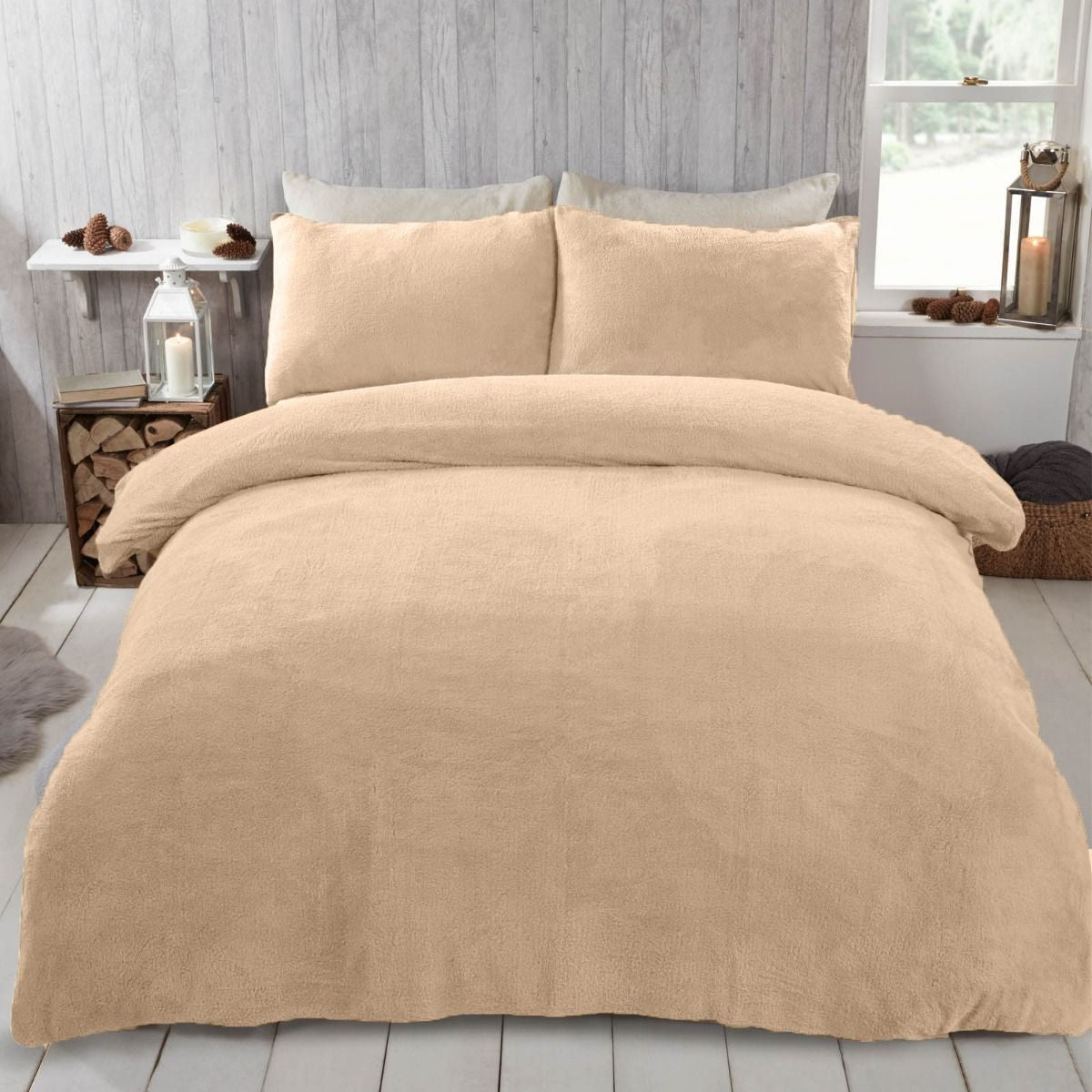 Teddy Fleece Duvet Set - Cream