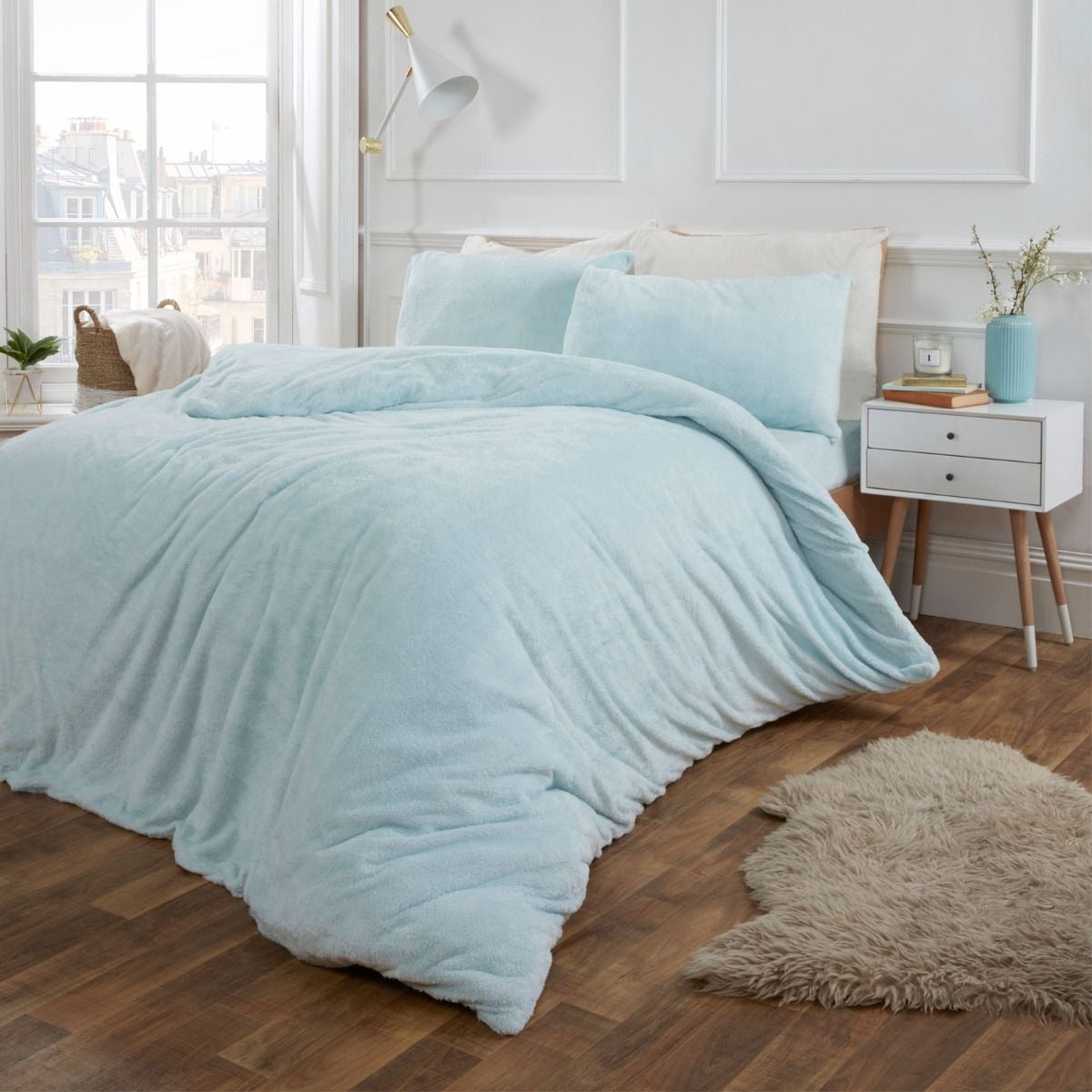 Teddy Fleece Duvet Set - Duck Egg