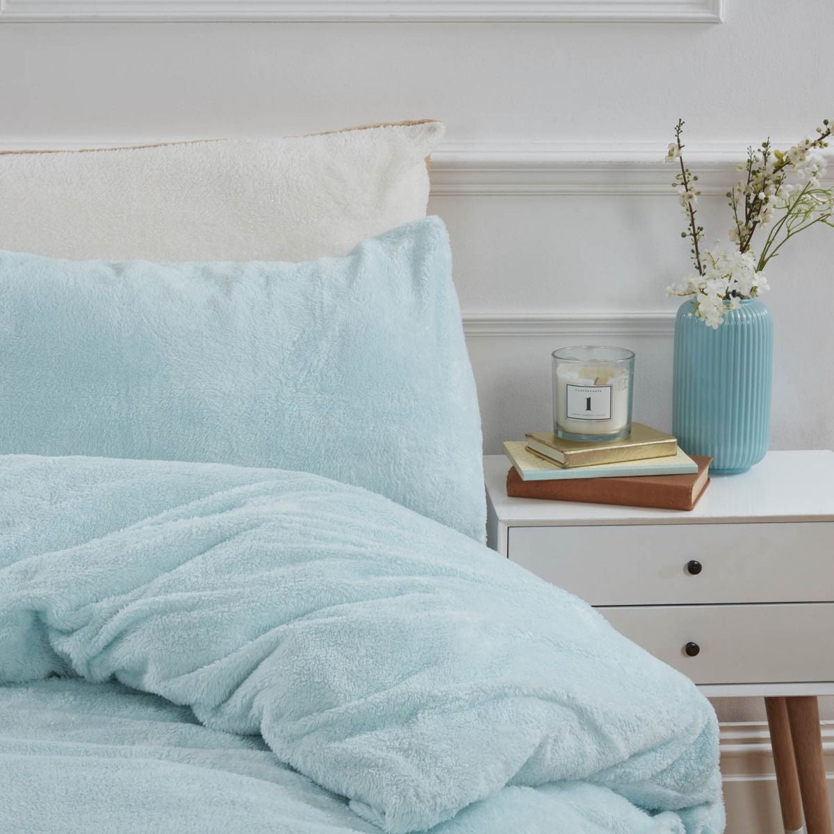Teddy Fleece Duvet Set - Duck Egg