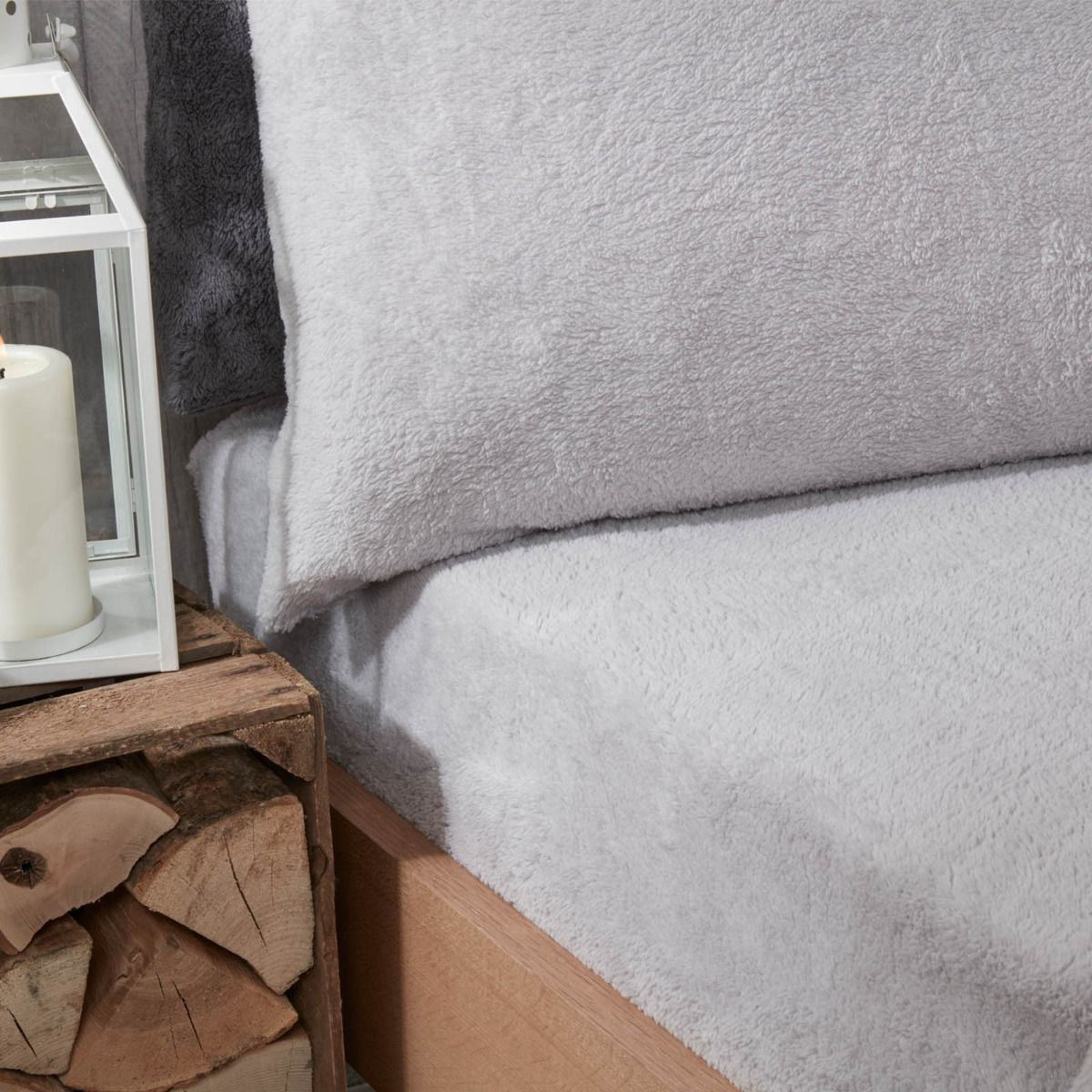 Teddy Fleece Fitted Sheet - Silver