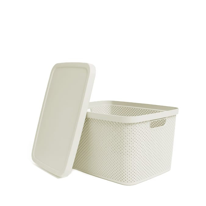Diamond Storage Box With Lid - Cream