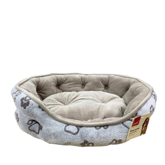 Paw Print Pet Bed - Brown
