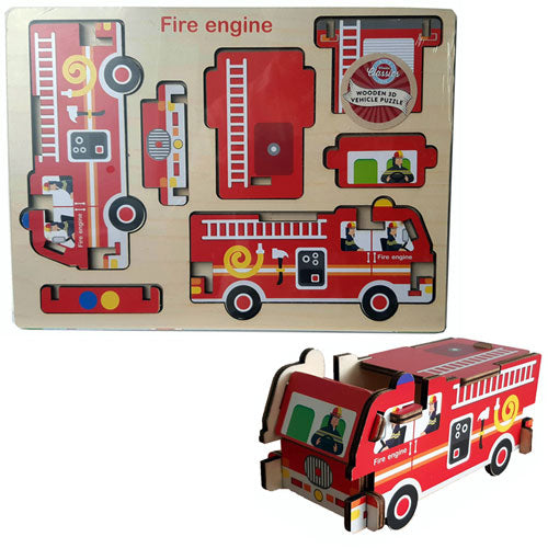 Wooden 3D Fire Engine