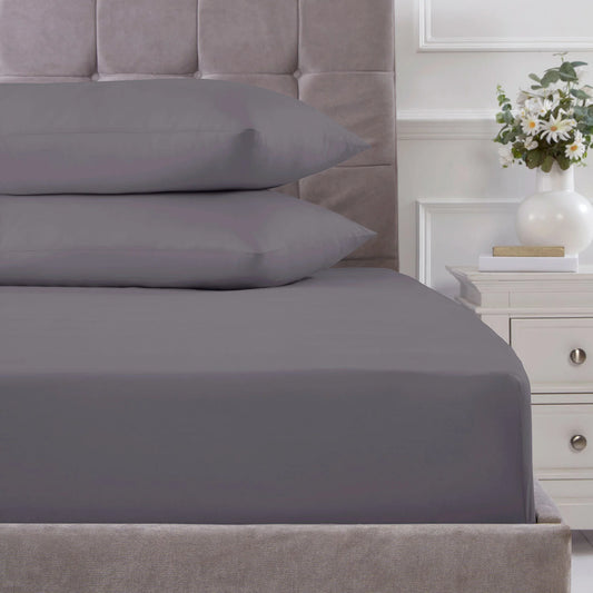 Percale Extra Deep Fitted Sheet (40cm) - Charcoal