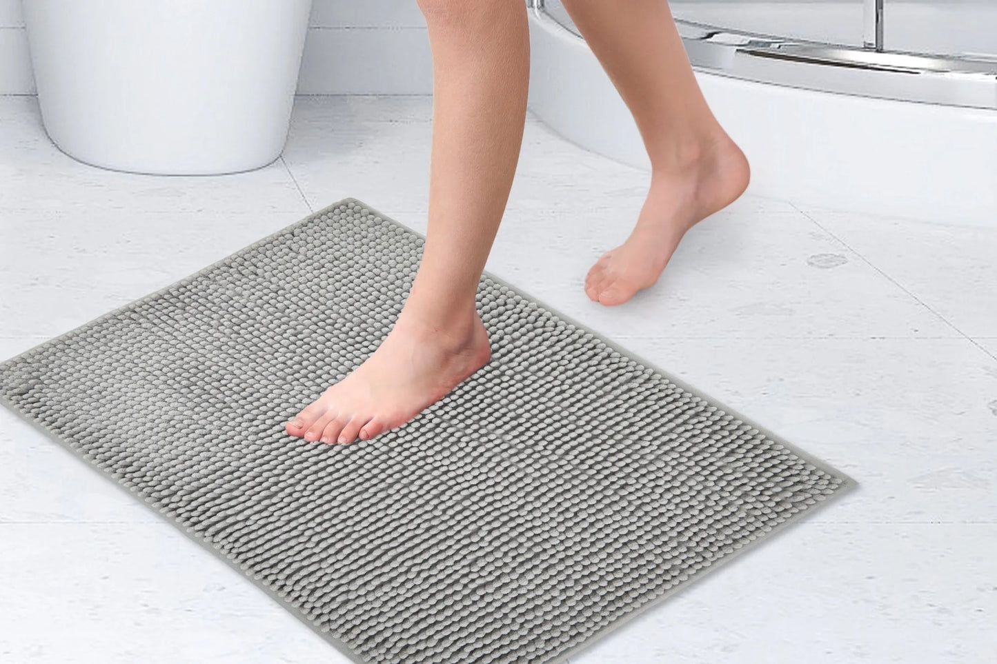 Soft Touch Non Slip Bathroom Rug - Silver