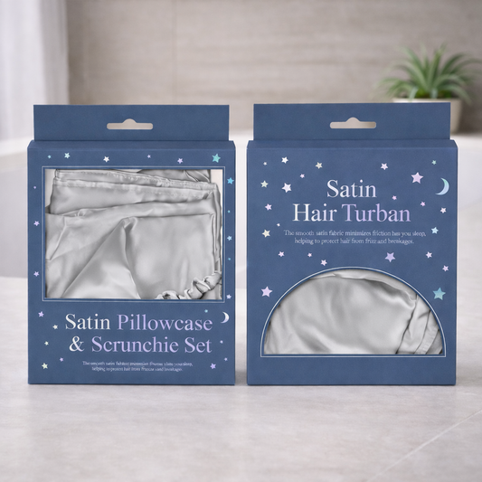 Pillow Case, Scrunchie & Turban Satin Set