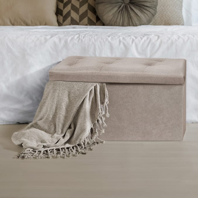 Large Polylinen Ottoman Storage Bench