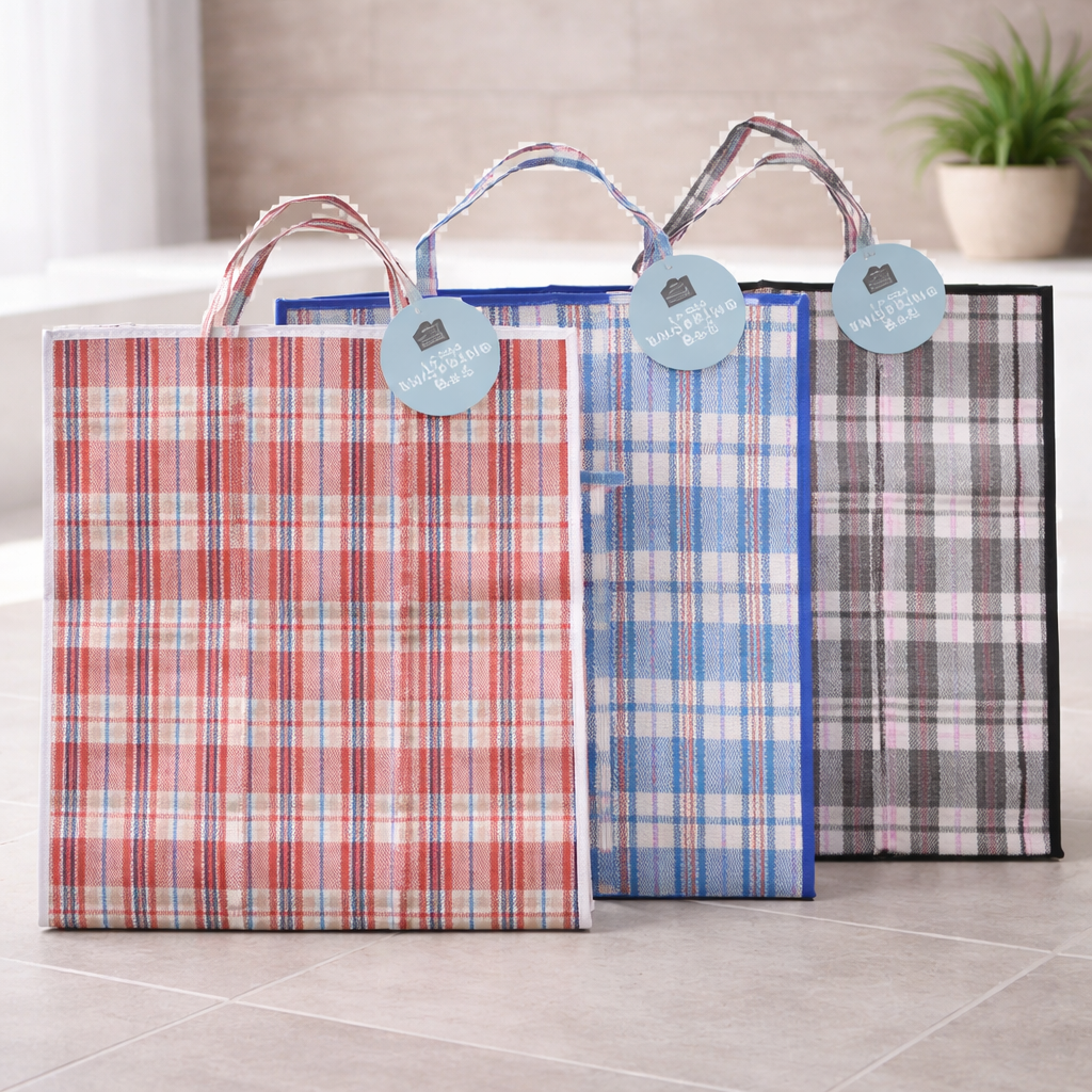 Large Check Shopping Bag