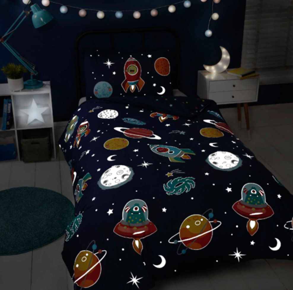 Glow In The Dark Space Duvet Set