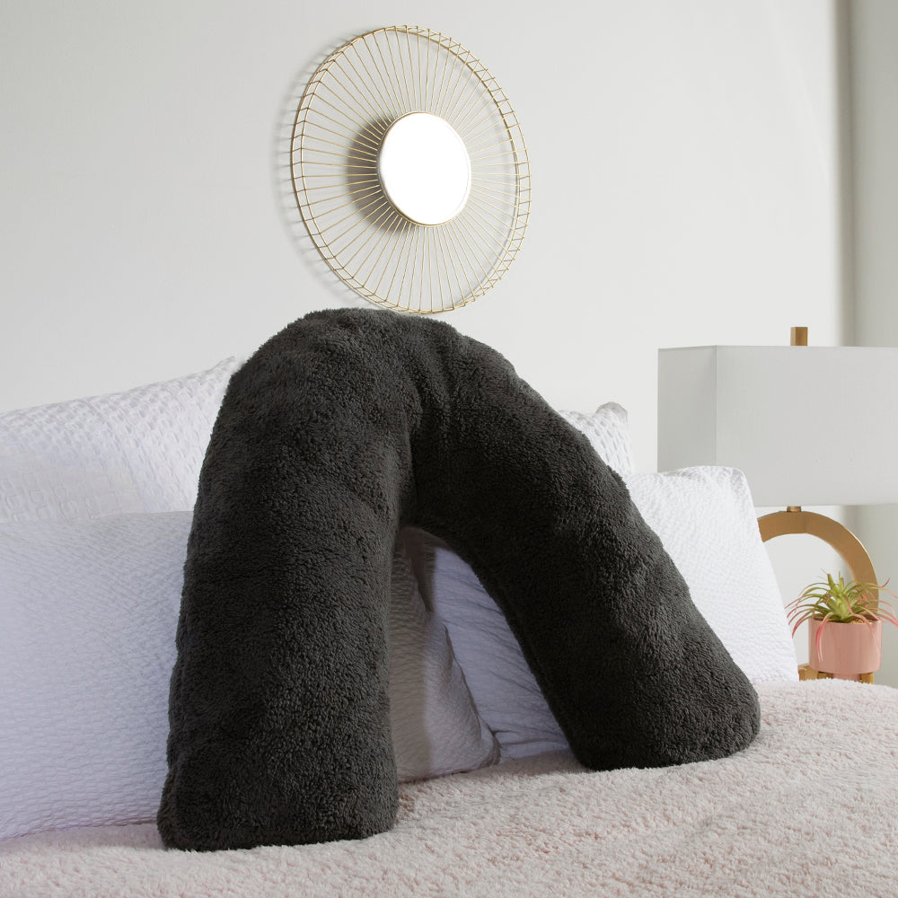 Teddy Fleece V Cushion - Charcoal